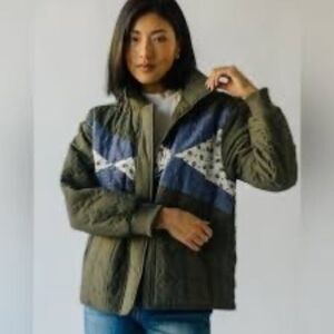 Things Between Parker Parchwork Quilted Jacket Dark Olive Size Small